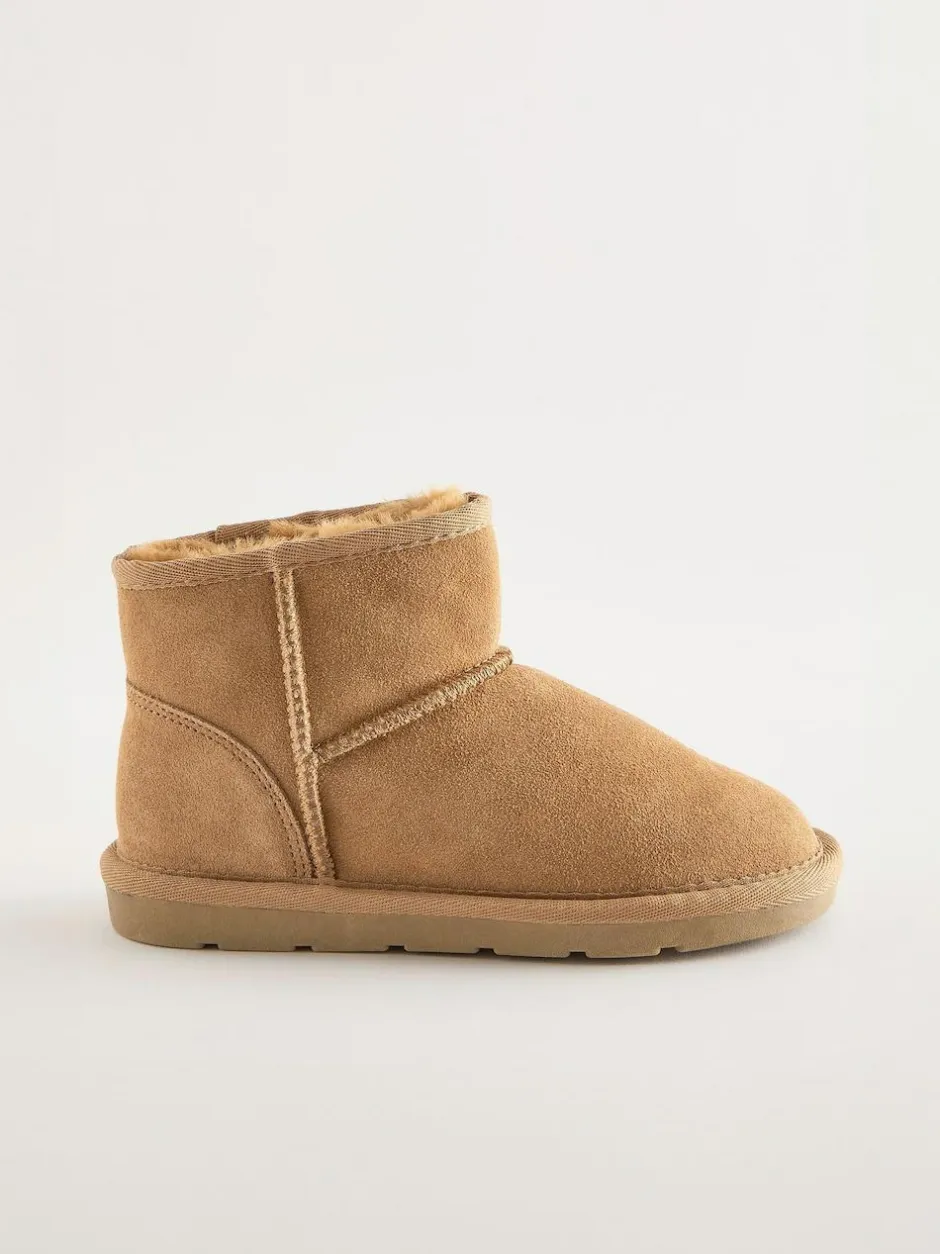 Next Standard Fit (F) Water Repellent Suede Short Pull-On Boots Tan Brown Best