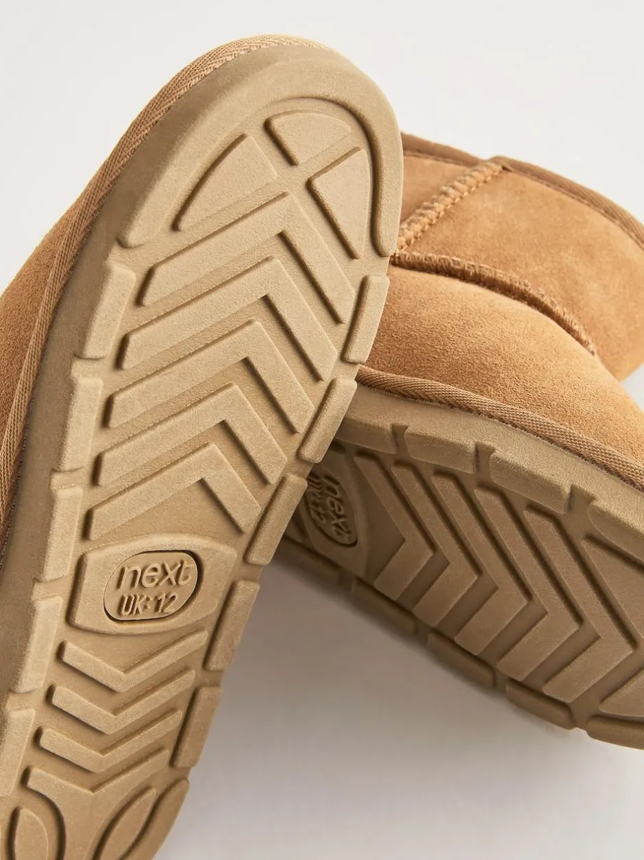Next Standard Fit (F) Water Repellent Suede Short Pull-On Boots Tan Brown Best
