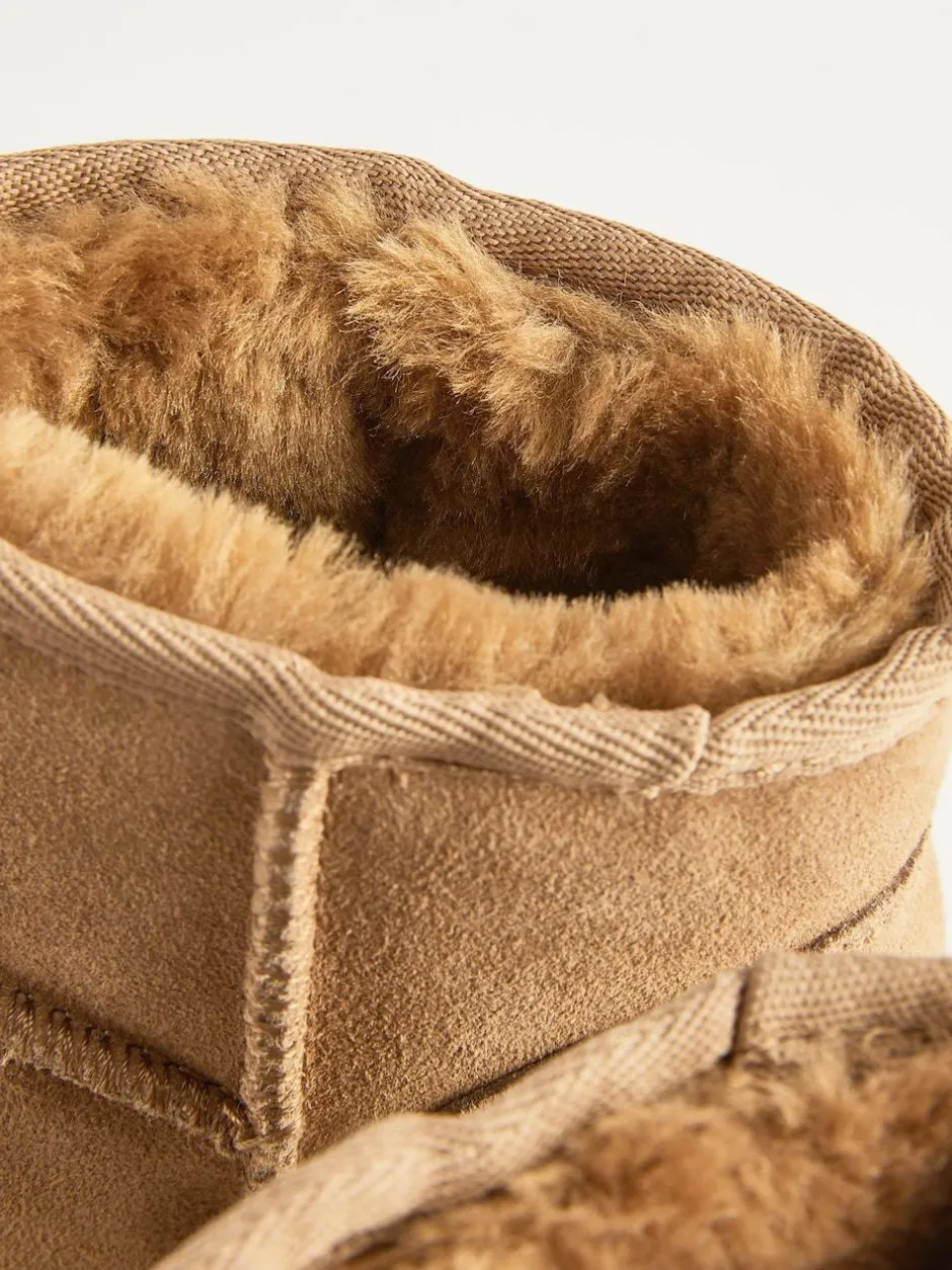 Next Standard Fit (F) Water Repellent Suede Short Pull-On Boots Tan Brown Best