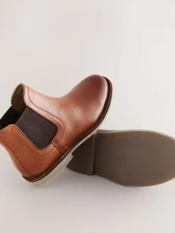 Next Tan Brown Standard Fit (F) Leather Chelsea Boots Clearance