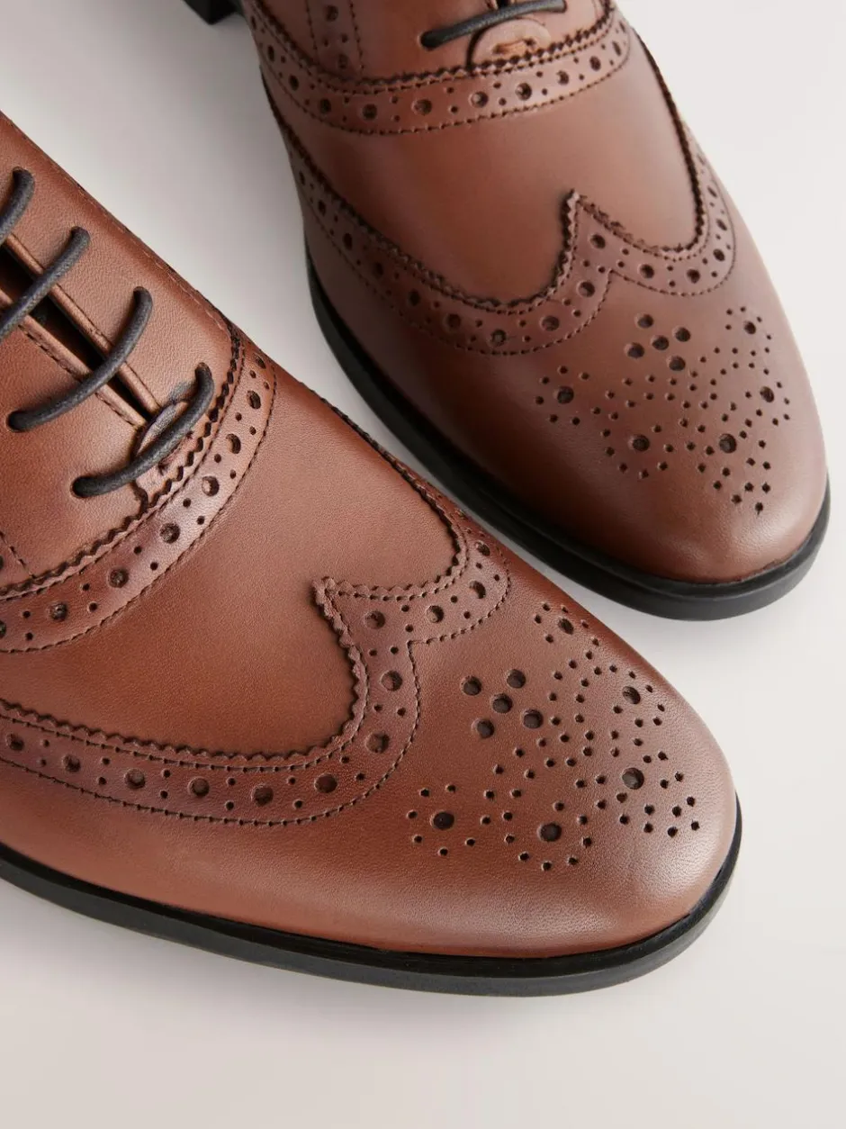 Next Standard Fit Leather Oxford Brogue Shoes Tan Brown Hot