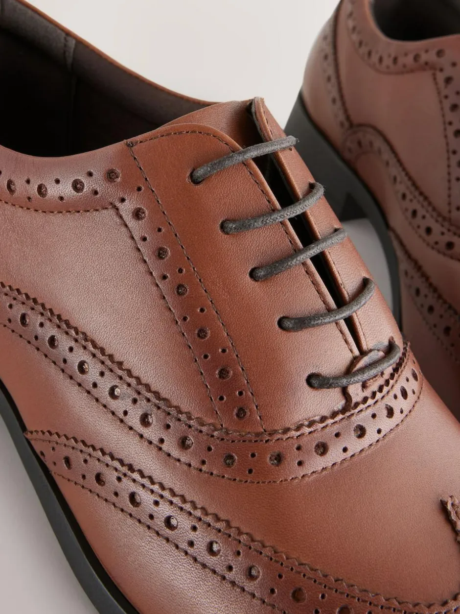 Next Standard Fit Leather Oxford Brogue Shoes Tan Brown Hot