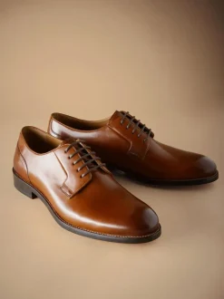 Next Standard Fit Signature Leather Sole Derby Shoes Tan Brown Best