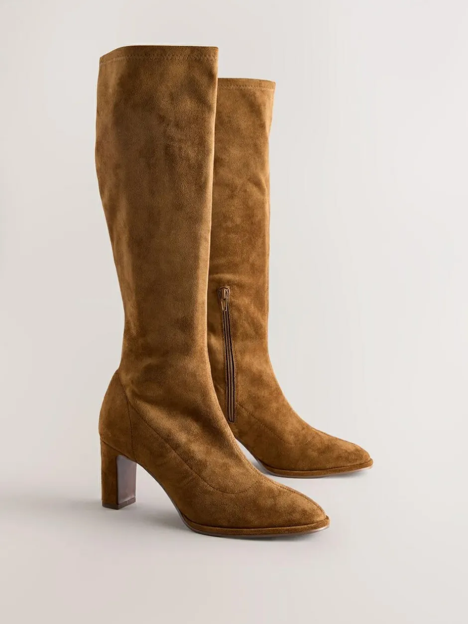 Next Standard/Wide Fit Forever Comfort® Round Toe Knee High Sock Boots Tan Brown Online