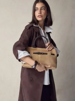 Next Tan Brown Suede Belted Hand Held Bag Clearance