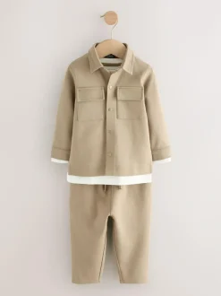 Next Tan Brown T-Shirt And Joggers 3 Piece Set (3mths-7yrs) New