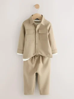 Next Tan Brown T-Shirt And Joggers 3 Piece Set (3mths-7yrs) New