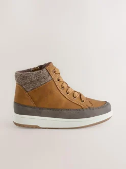 Next Warm Lined High Top Boots Tan Brown Clearance