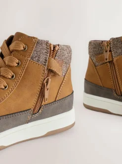 Next Warm Lined High Top Boots Tan Brown Clearance