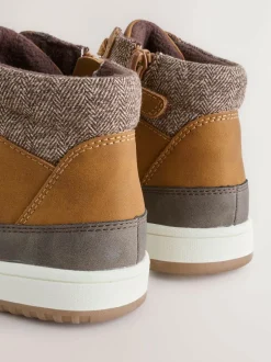 Next Warm Lined High Top Boots Tan Brown Clearance