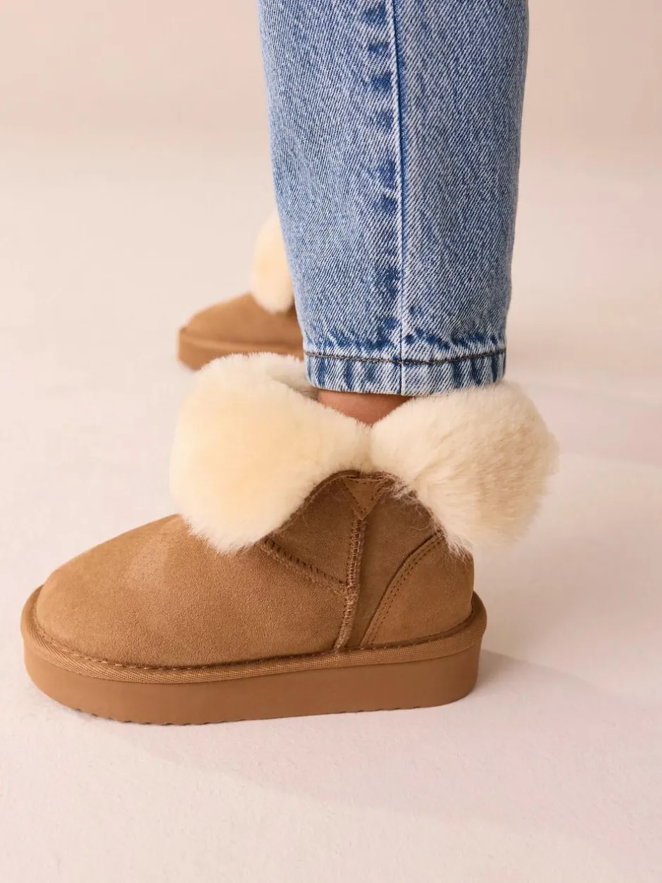 Next Tan Brown Water Repellent Suede True Sheepskin Boots Online