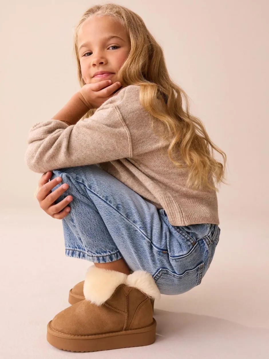 Next Tan Brown Water Repellent Suede True Sheepskin Boots Online