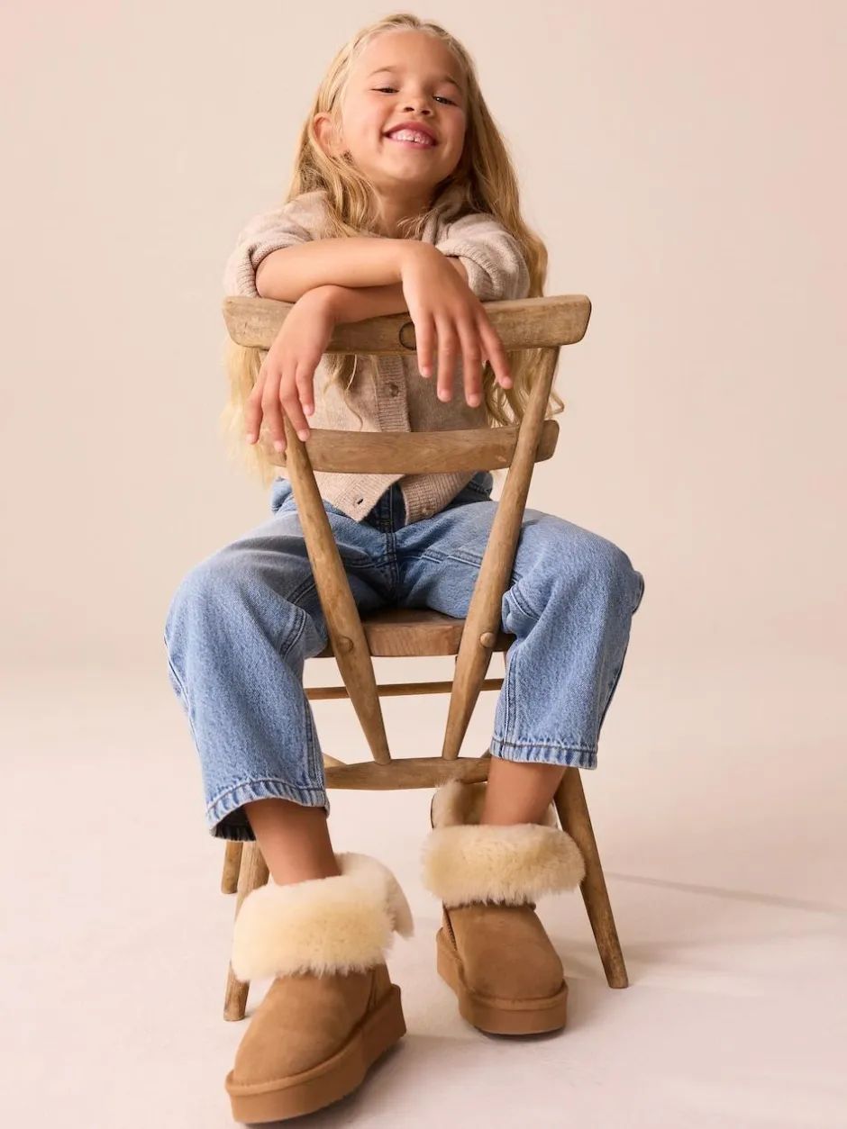 Next Tan Brown Water Repellent Suede True Sheepskin Boots Online