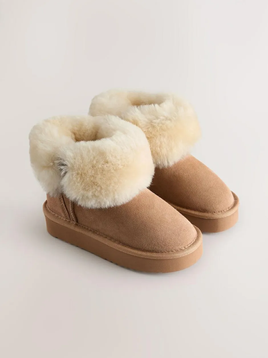 Next Tan Brown Water Repellent Suede True Sheepskin Boots Online