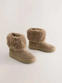Next Water Repellent Suede Boots Tan Brown Clearance