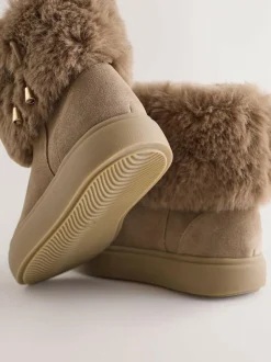 Next Water Repellent Suede Boots Tan Brown Clearance