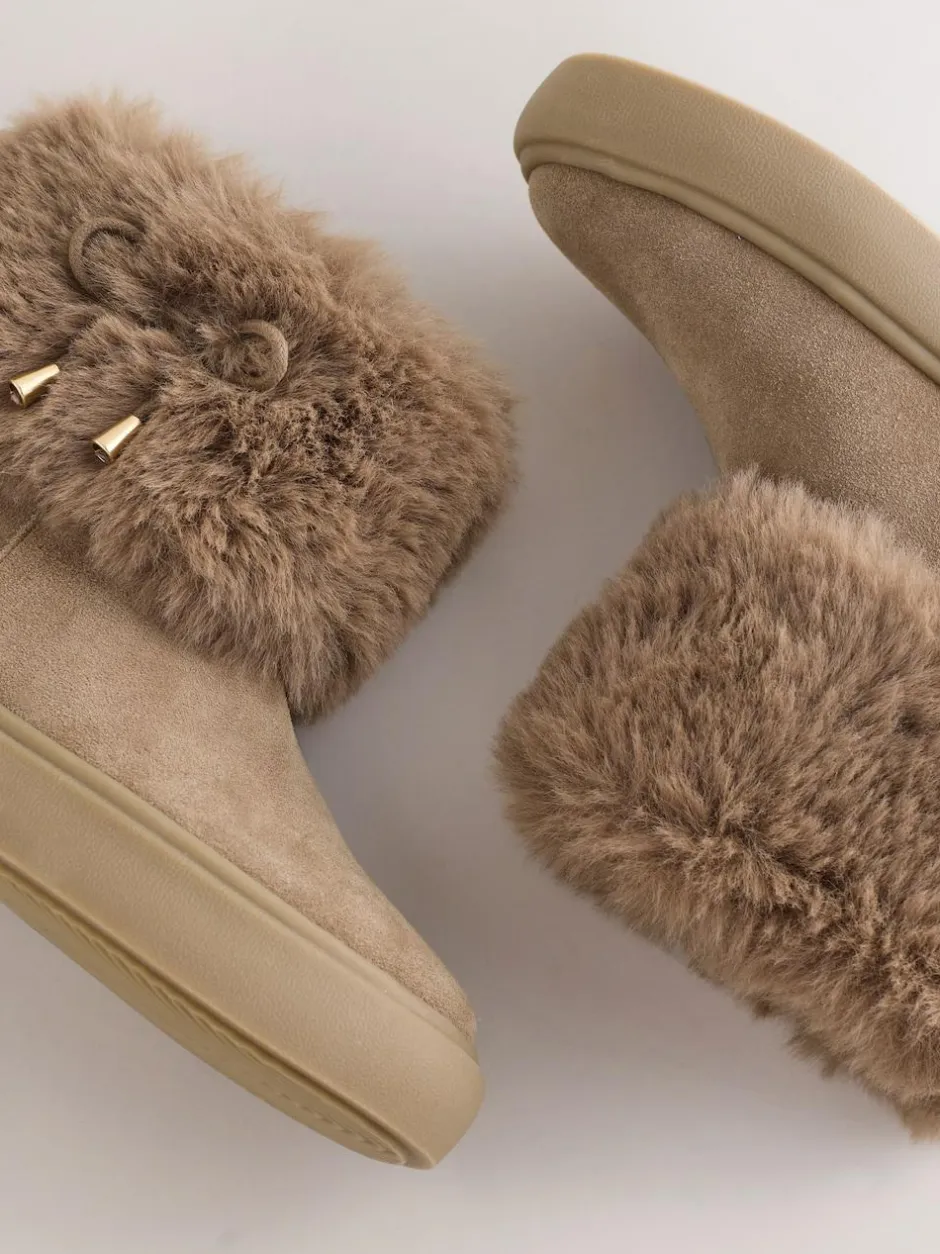 Next Water Repellent Suede Boots Tan Brown Clearance