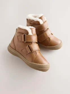 Next Waterproof Touch Fastening Boots Tan Brown New