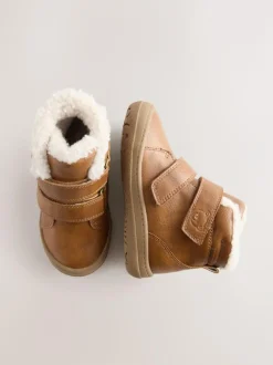 Next Waterproof Touch Fastening Boots Tan Brown New