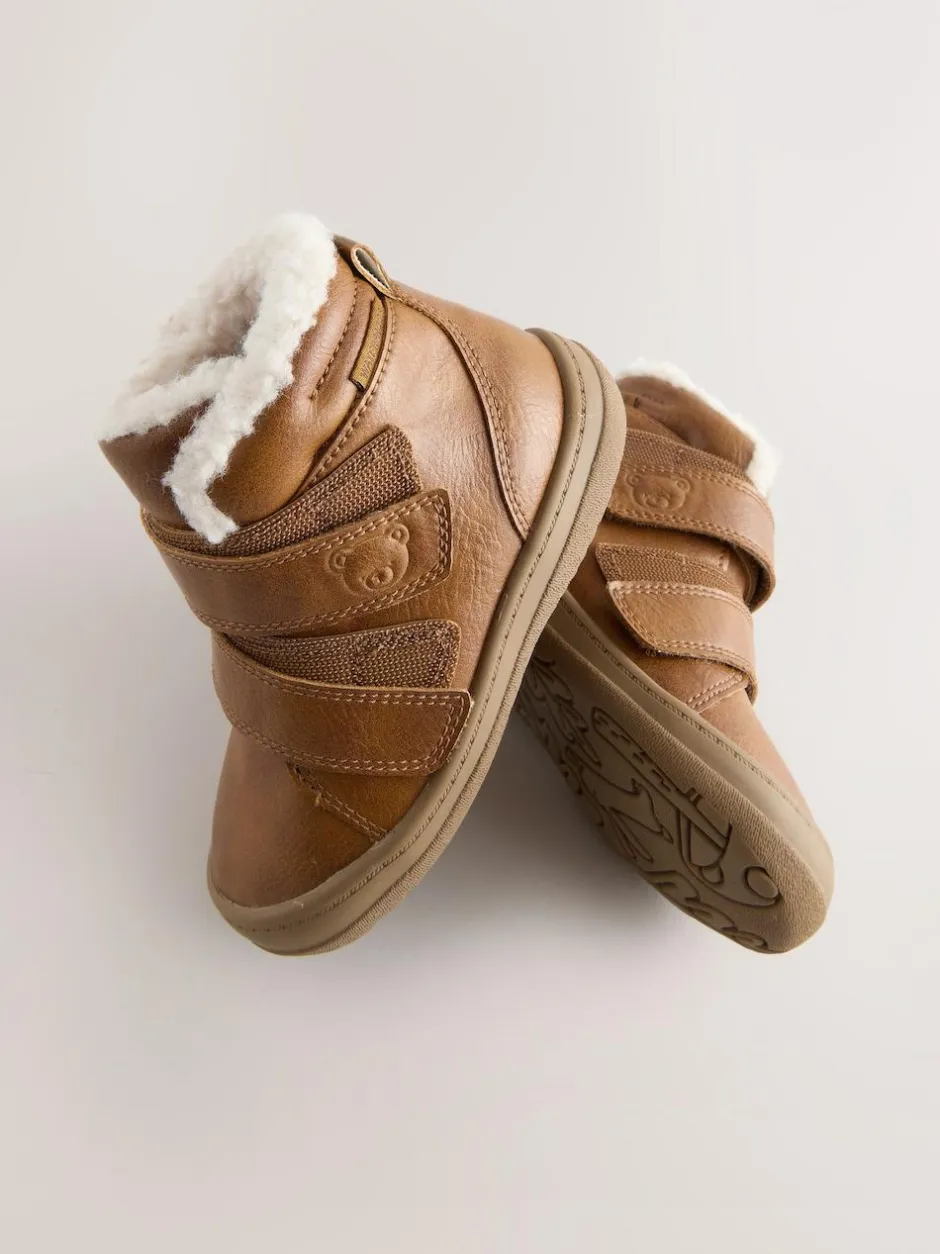 Next Waterproof Touch Fastening Boots Tan Brown New