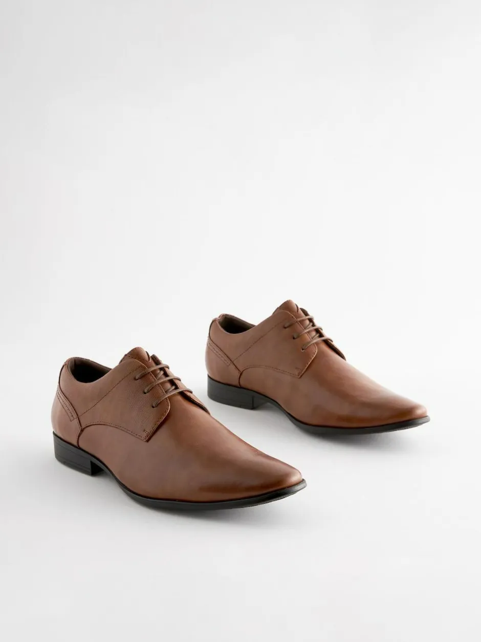 Next Wide Fit Derby Lace-Up Shoes Tan Brown New