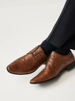 Next Wide Fit Derby Lace-Up Shoes Tan Brown New