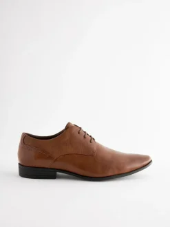 Next Wide Fit Derby Lace-Up Shoes Tan Brown New