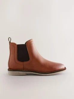 Next Tan Brown Wide Fit (G) Leather Chelsea Boots Best