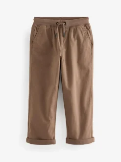 Next Wide Fit Rib Waist Pull-On Trousers (3-16yrs) Tan Brown Best