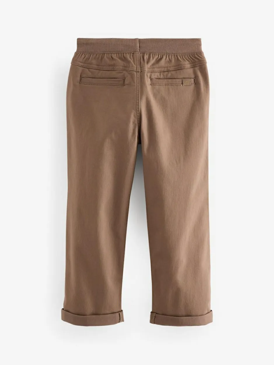 Next Wide Fit Rib Waist Pull-On Trousers (3-16yrs) Tan Brown Best