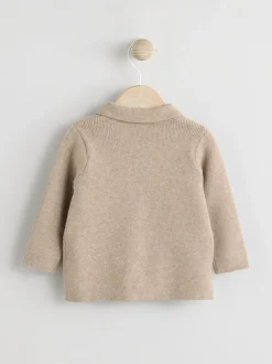 Next Zip front knitted Shacket (0mths-2yrs) Tan Brown Clearance