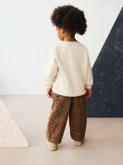Next Tan Leopard Print Printed Pull On Wide Trousers (3mths-7yrs) Sale