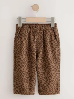 Next Tan Leopard Print Printed Pull On Wide Trousers (3mths-7yrs) Sale