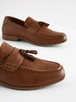 Next Standard Fit (F) Smart Loafers Tan Tassel New