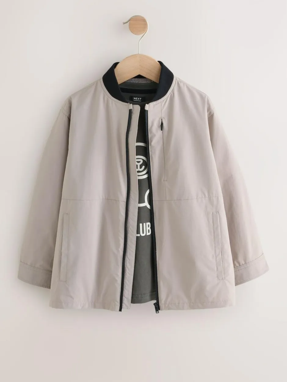 Next Taupe Bomber Shacket and T-Shirt Set 2 Piece (3mths-7yrs) Best