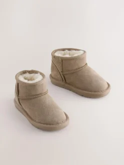 Next Warm Lined Suede Boots Taupe Brown Outlet