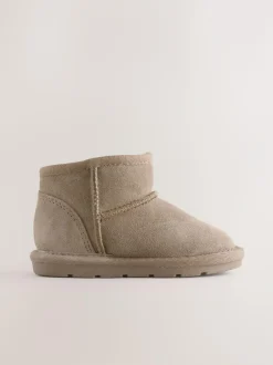 Next Warm Lined Suede Boots Taupe Brown Outlet