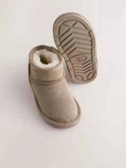 Next Warm Lined Suede Boots Taupe Brown Outlet