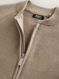Next Taupe Brown Zip Through Cardigan (3mths-7yrs) Best