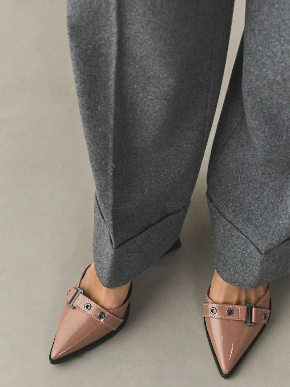 Next Forever Comfort® Point Toe Buckle Block Heels Taupe