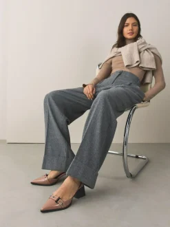 Next Forever Comfort® Point Toe Buckle Block Heels Taupe