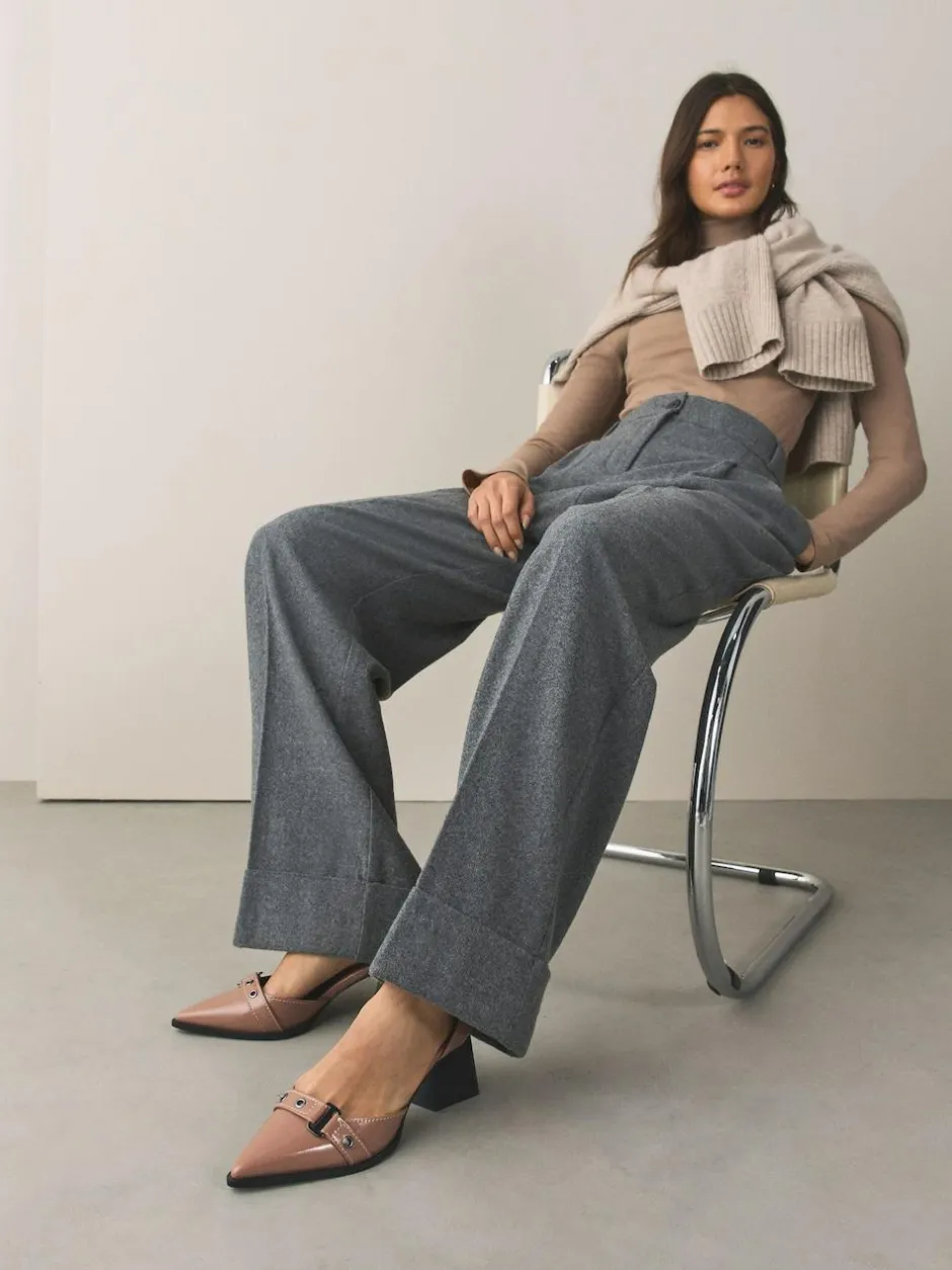 Next Forever Comfort® Point Toe Buckle Block Heels Taupe