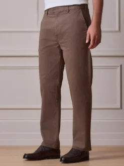Next Straight Fit Ultimate Chino Trousers Taupe Outlet