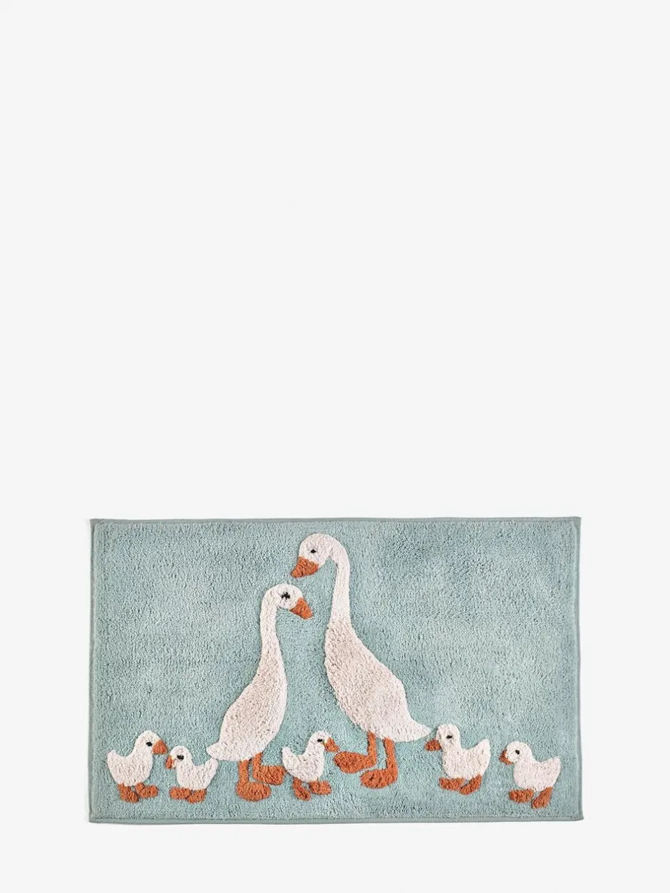 Next Teal Blue Goose And Friends 100% Cotton Bath Mat Best