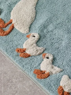Next Teal Blue Goose And Friends 100% Cotton Runner Bath Mat Discount