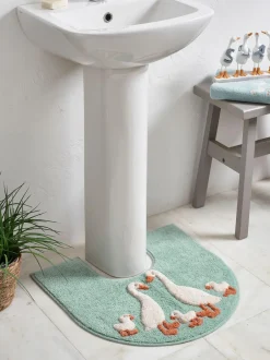Next Teal Blue Goose And Friends 100% Cotton Pedestal Mat Hot