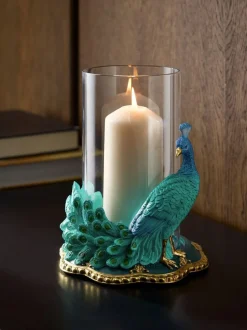 Next Teal Blue Peacock Candle Holder Hurricane Sale