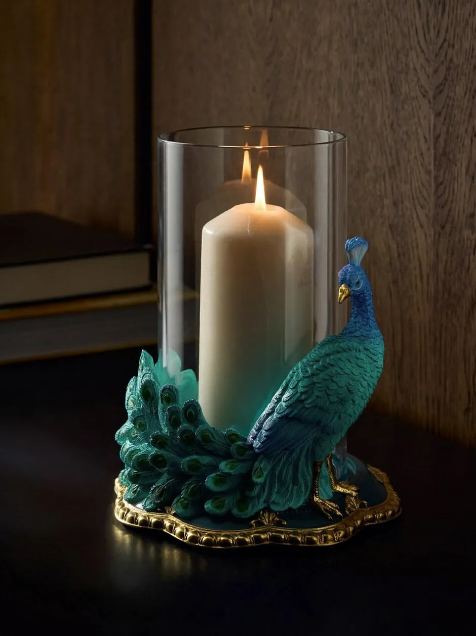 Next Teal Blue Peacock Candle Holder Hurricane Sale