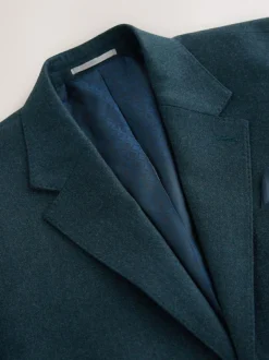 Next Teal Blue Regular Fit Signature Zignone Italian Wool Cashmere Blend Flannel Suit Jacket Outlet