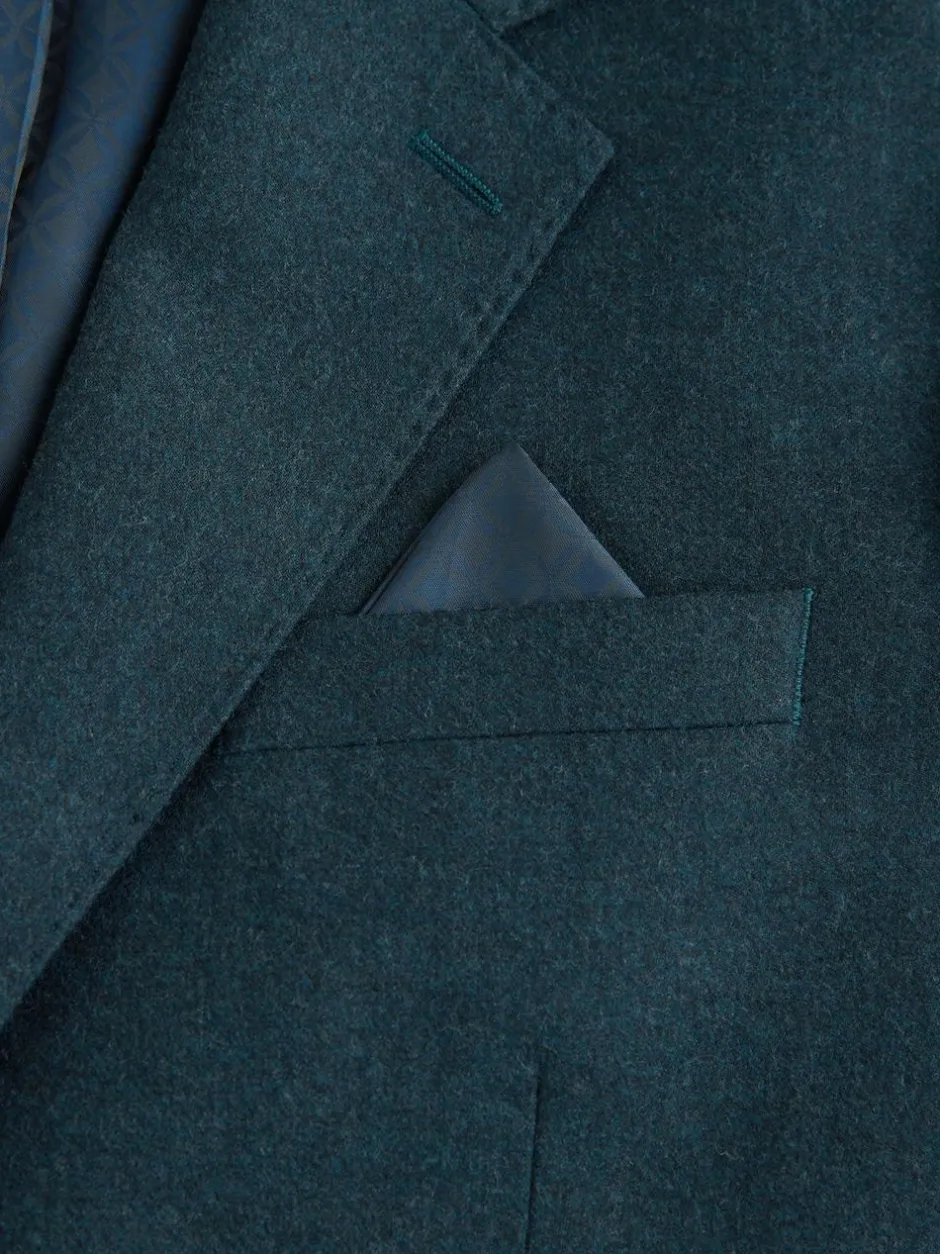 Next Teal Blue Regular Fit Signature Zignone Italian Wool Cashmere Blend Flannel Suit Jacket Outlet